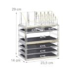 Relaxdays Organizador de Cosméticos con 6 Cajones y 22 Compartimentos | Torre de Maquillaje de Acrílico Dorado – Image 4