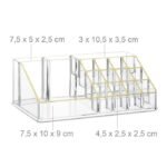 Relaxdays Organizador de Cosméticos con 6 Cajones y 22 Compartimentos | Torre de Maquillaje de Acrílico Dorado – Image 5
