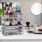 Relaxdays Organizador de Cosméticos con 6 Cajones y 22 Compartimentos | Torre de Maquillaje de Acrílico Dorado – Image 6