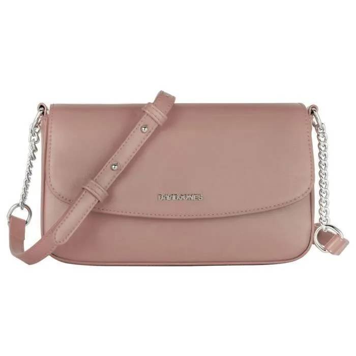 david-jones-petit-sac-bandouliere-femme-sacoch David Jones - Bolso bandolera para mujer - Bolso de hombro pequeño rectangular en cuero PU - Bolso para móvil / porta teléfono - Rosa. – Image 1