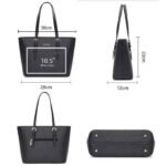 David Jones - Bolso de mano tipo shopping para mujer - Bolso cabás para portátil y diario de hombro en cuero PU con asa larga - Bolso shopper de tamaño mediano - Negro. – Image 3