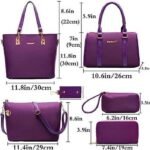 Conjunto de 6 bolsos de moda para mujer en cuero PU — Bolso de mano + Bolso shopper / tote + Bolso bandolera + Cartera / Billetero – Image 2