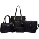 Conjunto de 6 bolsos de moda para mujer en cuero PU — Bolso de mano + Bolso shopper / tote + Bolso bandolera + Cartera / Billetero