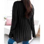 Chaleco de punto para mujer, otoño-invierno - INSFITY - Negro - Manga larga y bolsillos – Image 2