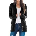 Chaleco de punto para mujer, otoño-invierno - INSFITY - Negro - Manga larga y bolsillos