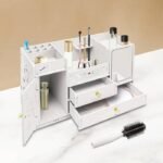 Organizador de cosméticos - Caja de almacenamiento con espejo y cajones | Alhajero y organizador de maquillaje