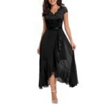 Vestido largo de fiesta y boda para mujer — Escote en V sin mangas con encaje