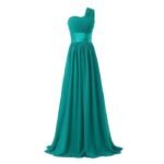 Vestido largo de noche evasé para mujer — Sin mangas — Vestido de dama de honor para boda — Verde