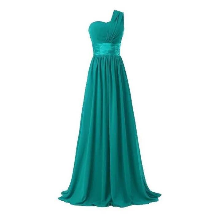 robe-de-soiree-femme-longue-evasee-sans-manche-rob Vestido largo de noche evasé para mujer — Sin mangas — Vestido de dama de honor para boda — Verde – Image 1