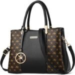 INSFITY — Bolso de mano para mujer en cuero sintético — Gran capacidad con correa bandolera — Negro