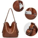 FONDUPIN - Juego / Conjunto de bolsos de mano para mujer - Marron - Cuero PU acolchado - Con bandolera. – Image 2