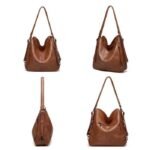 FONDUPIN - Juego / Conjunto de bolsos de mano para mujer - Marron - Cuero PU acolchado - Con bandolera. – Image 3