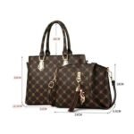 JINDING SC 933 - Bolso de mano y bandolera de diseño moderno con estampado floral en cuero sintético PU - Café y negro con color original. – Image 2
