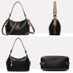 Bolso bandolera para mujer - Bolso de mano en cuero PU multibolsillos con correa ajustable para oficina y compras - Negro. – Image 2