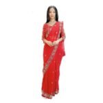 Vestido largo de fiesta y cóctel para mujer — Cuello redondo — Gasa de seda y encaje
