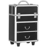 HOMCOM - Maletín de maquillaje - Aleación de aluminio - 36x23x58 cm - Negro