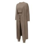 Conjunto de punto de 3 piezas para mujer — Caqui — Cintura elástica — Otoño/Invierno – Image 2